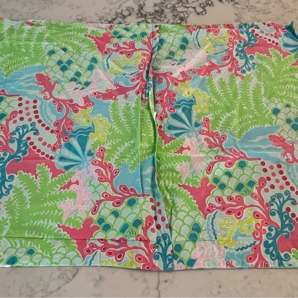 LILLY PULITZER Gecko Garnet Hill Double Queen DUVET Cover 2 Shams EUC